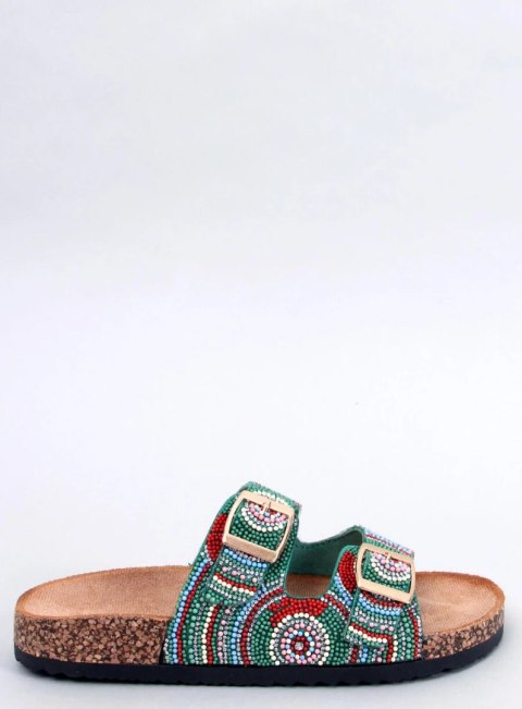 Klapki korkowe z koralikami ADAORA GREEN Klapki korkowe z koralikami ADAORA GREEN