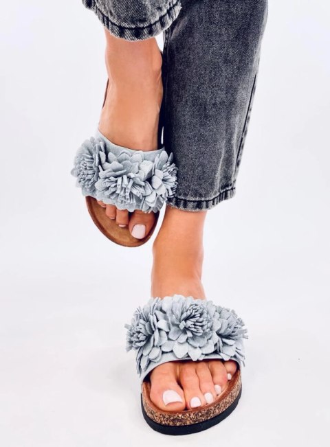 Klapki korkowe z kwiatami SEBILL GREY Klapki korkowe z kwiatami SEBILL GREY