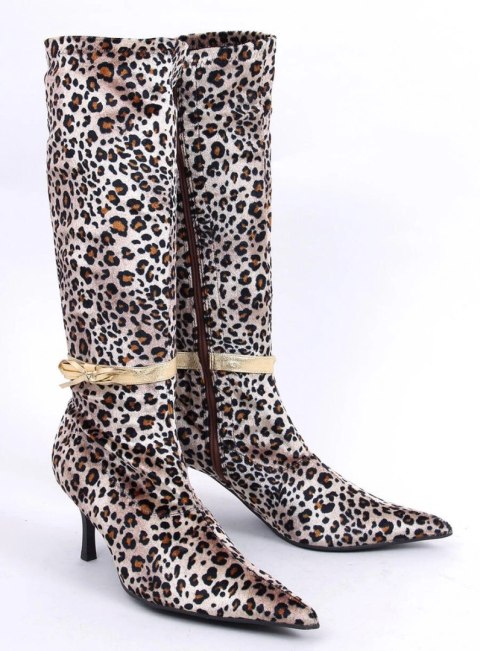 Kozaki damskie welurowe na obcasie PANTHER Camel/Brown Kozaki damskie welurowe na obcasie PANTHER Camel/Brown
