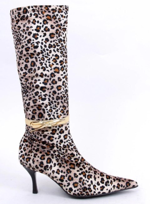 Kozaki damskie welurowe na obcasie PANTHER Camel/Brown Kozaki damskie welurowe na obcasie PANTHER Camel/Brown
