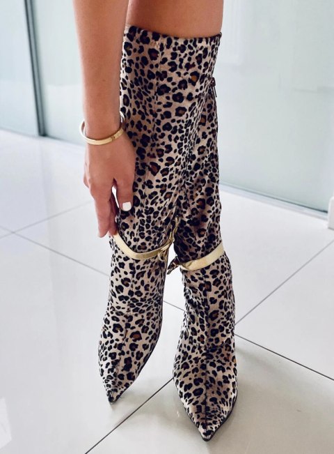 Kozaki damskie welurowe na obcasie PANTHER Camel/Brown Kozaki damskie welurowe na obcasie PANTHER Camel/Brown