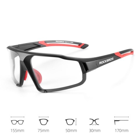 Okulary rowerowe fotochromowe UV400 z etui SP216BK - czarno-czerwone Okulary rowerowe fotochromowe UV400 z etui SP216BK - czarno-czerwone