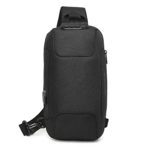 Plecak miejski Premium na jedno ramię antykradzieżowy z organizerem i USB - czarny Plecak miejski Premium na jedno ramię antykradzieżowy z organizerem i USB - czarny