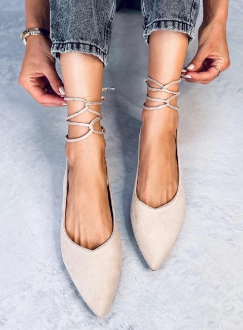Wiązane baleriny z odkrytą piętą PIRSON BEIGE Wiązane baleriny z odkrytą piętą PIRSON BEIGE