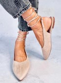 Wiązane baleriny z odkrytą piętą PIRSON BEIGE