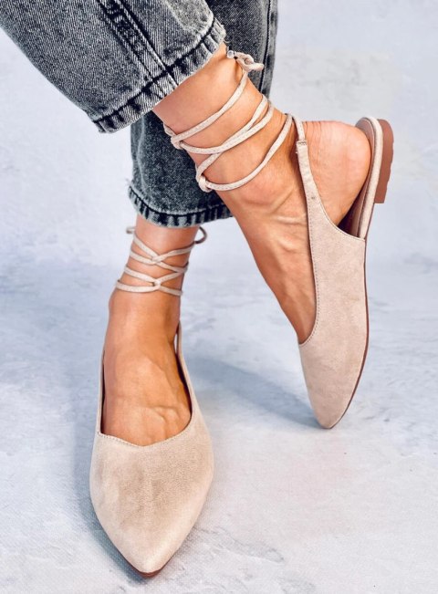Wiązane baleriny z odkrytą piętą PIRSON BEIGE Wiązane baleriny z odkrytą piętą PIRSON BEIGE