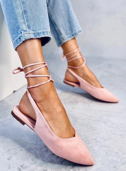 Wiązane baleriny z odkrytą piętą PIRSON PINK Wiązane baleriny z odkrytą piętą PIRSON PINK