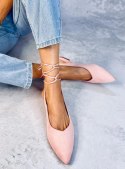Wiązane baleriny z odkrytą piętą PIRSON PINK