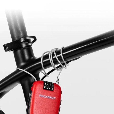 Zapięcie blokada rowerowe z linką zwijaną i zamkiem szyfrowym - czerwone Zapięcie blokada rowerowe z linką zwijaną i zamkiem szyfrowym - czerwone