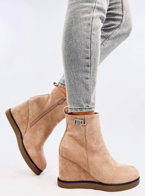 Botki na koturnie ROCHELLE KHAKI Botki na koturnie ROCHELLE KHAKI