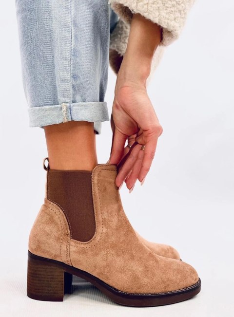 Botki na szerokim obcasie FILL BEIGE Botki na szerokim obcasie FILL BEIGE