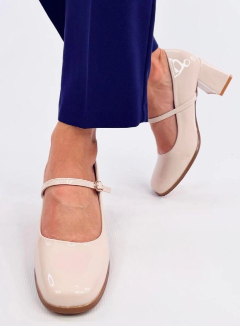 Czółenka na obcasie w stylu Mary Jane VALONIS BEIGE Czółenka na obcasie w stylu Mary Jane VALONIS BEIGE