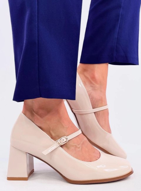Czółenka na obcasie w stylu Mary Jane VALONIS BEIGE Czółenka na obcasie w stylu Mary Jane VALONIS BEIGE