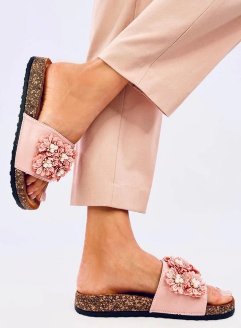 Klapki korkowe z kwiatuszkami EMILES PINK Klapki korkowe z kwiatuszkami EMILES PINK