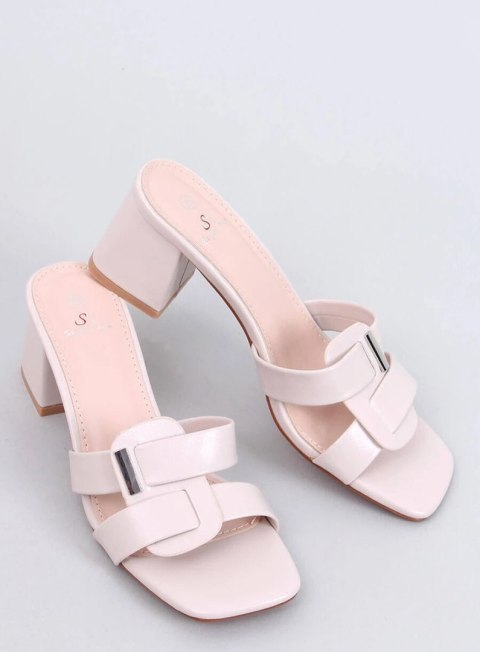 Klapki na obcasie eleganckie LAFAR BEIGE Klapki na obcasie eleganckie LAFAR BEIGE