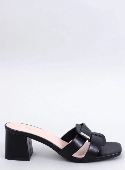 Klapki na obcasie eleganckie LAFAR BLACK Klapki na obcasie eleganckie LAFAR BLACK
