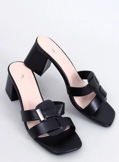 Klapki na obcasie eleganckie LAFAR BLACK Klapki na obcasie eleganckie LAFAR BLACK