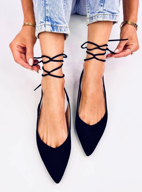 Baleriny bez pięty wiązane DENTONI BLACK Baleriny bez pięty wiązane DENTONI BLACK