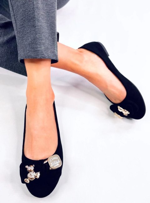 Baleriny zamszowe z misiem KELEE BLACK Baleriny zamszowe z misiem KELEE BLACK
