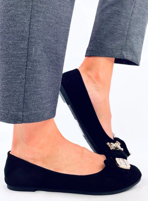 Baleriny zamszowe z misiem KELEE BLACK Baleriny zamszowe z misiem KELEE BLACK