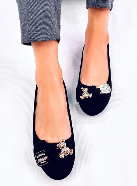 Baleriny zamszowe z misiem KELEE BLACK Baleriny zamszowe z misiem KELEE BLACK