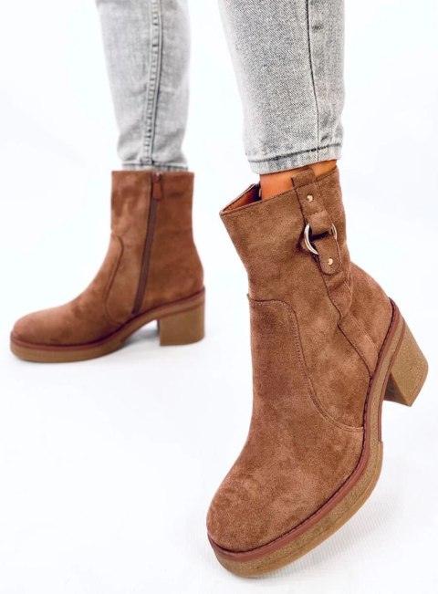 Botki na szerokim obcasie COOKE KHAKI Botki na szerokim obcasie COOKE KHAKI