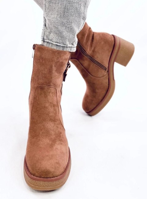 Botki na szerokim obcasie COOKE KHAKI Botki na szerokim obcasie COOKE KHAKI