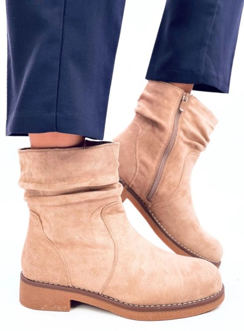 Botki z marszczoną cholewką BRACY KHAKI Botki z marszczoną cholewką BRACY KHAKI