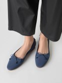 Damskie Baleriny BELLA BLUE - Uroczy Minimalizm w Spokojnym Odcieniu