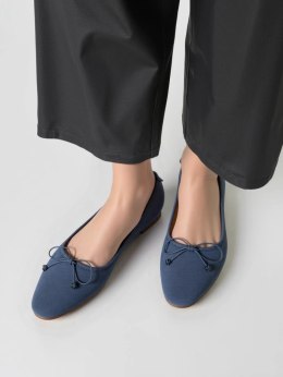 Damskie Baleriny BELLA BLUE - Uroczy Minimalizm w Spokojnym Odcieniu