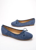 Damskie Baleriny BELLA BLUE - Uroczy Minimalizm w Spokojnym Odcieniu