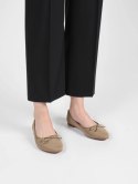 Damskie Baleriny BELLA KHAKI - Naturalny Minimalizm z Wyrafinowanym Akcentem