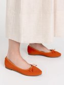 Damskie Baleriny BELLA ORANGE - Uroczy Minimalizm w Energetycznym Odcieniu