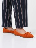 Damskie Baleriny BELLA ORANGE - Uroczy Minimalizm w Energetycznym Odcieniu