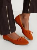 Damskie Baleriny BELLA ORANGE - Uroczy Minimalizm w Energetycznym Odcieniu
