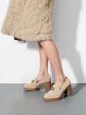 Damskie Loafersy LUX GRACE BEIGE - Elegancja i Stabilny Obcas