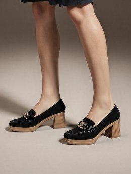 Damskie Loafersy LUX GRACE BLACK - Elegancja i Stabilny Obcas
