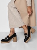 Damskie Loafersy LUX GRACE BLACK - Elegancja i Stabilny Obcas