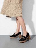 Damskie Loafersy LUX GRACE BLACK - Elegancja i Stabilny Obcas