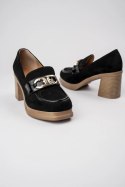 Damskie Loafersy LUX GRACE BLACK - Elegancja i Stabilny Obcas