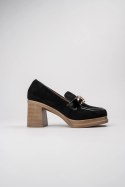 Damskie Loafersy LUX GRACE BLACK - Elegancja i Stabilny Obcas