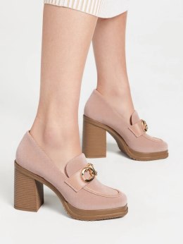 Damskie Loafersy LUX GRACE PINK - Elegancja i Stabilny Obcas