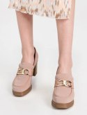 Damskie Loafersy LUX GRACE PINK - Elegancja i Stabilny Obcas