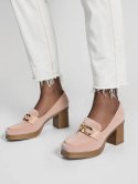 Damskie Loafersy LUX GRACE PINK - Elegancja i Stabilny Obcas