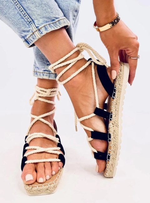 Sandałki espadryle wiązane ZAKARIS BLACK Sandałki espadryle wiązane ZAKARIS BLACK
