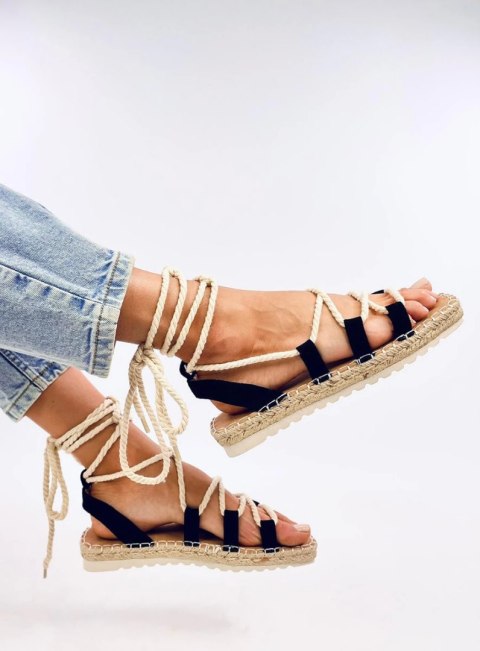 Sandałki espadryle wiązane ZAKARIS BLACK Sandałki espadryle wiązane ZAKARIS BLACK